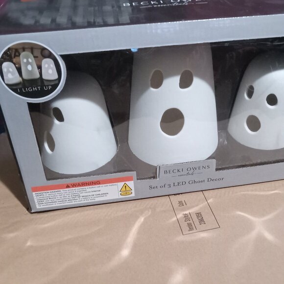 🎃 Halloween NEW BECKI OWENS Set Of 3 Led Ghosts Decor - Picture 2 of 3